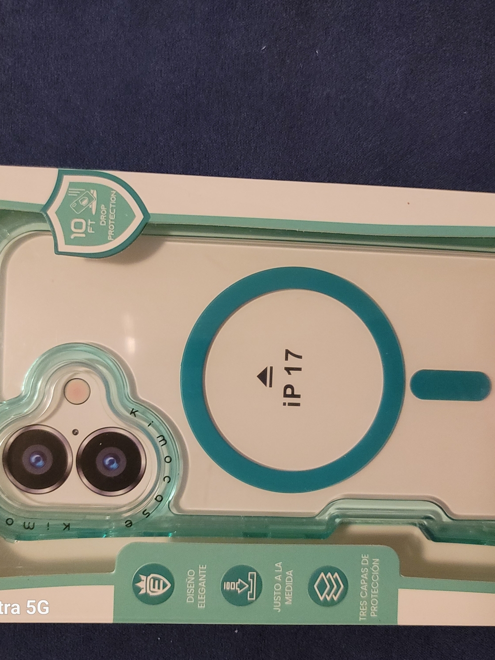 MagSafe-Compatible Clear Phone Case for iP17 in Teal Accent
